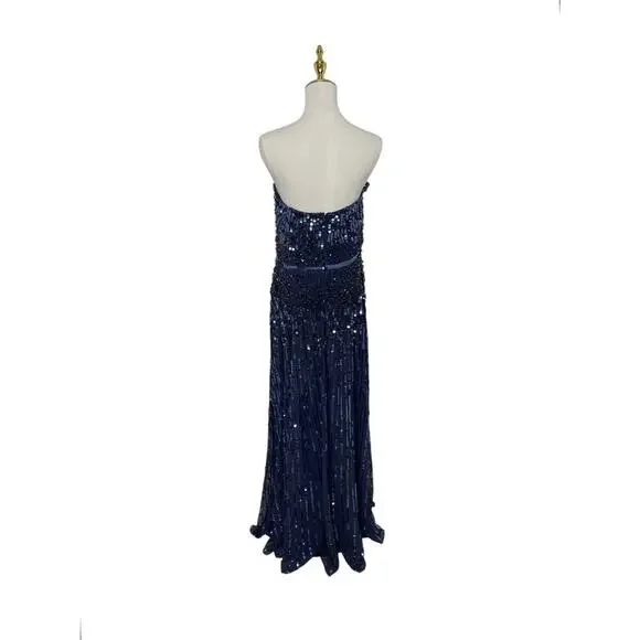 Mac Duggal 93915 NWT Twilight Blue Embellished Strapless Gown Size 10 $798 - Picture 7 of 9